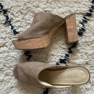 Suade chunky heels by Charles